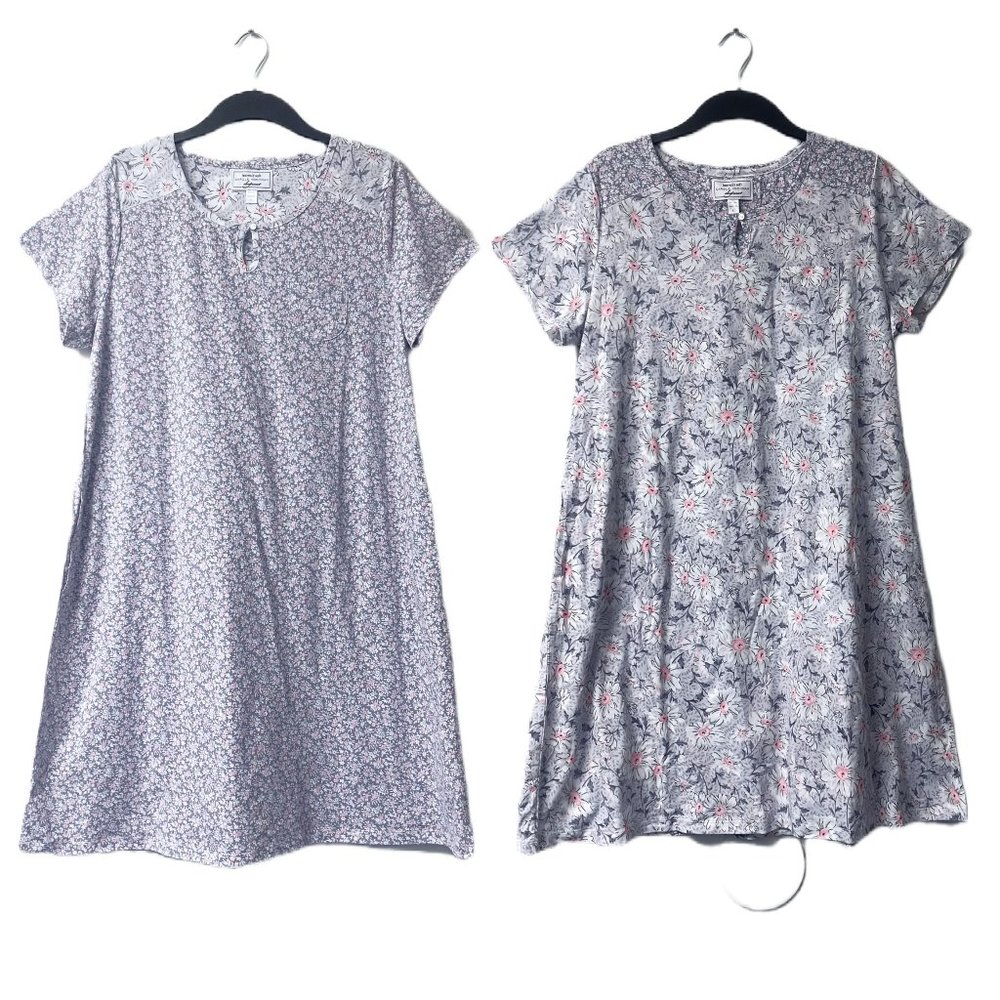 NEW! Carole Hochman Meadow Floral 100% Cotton 2-Pack‎ Sleepshirts Large